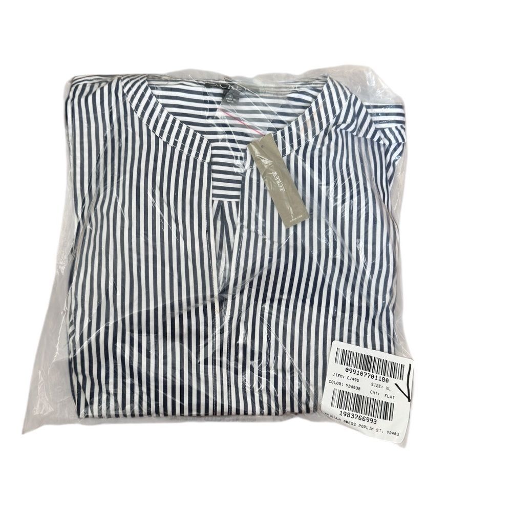 NWT J CREW Delilah dress in striped cotton poplin in “Dark Evening” blue stripe - Picture 7 of 7